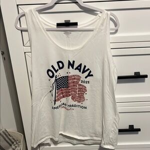 Old Navy White Graphic Tank Top